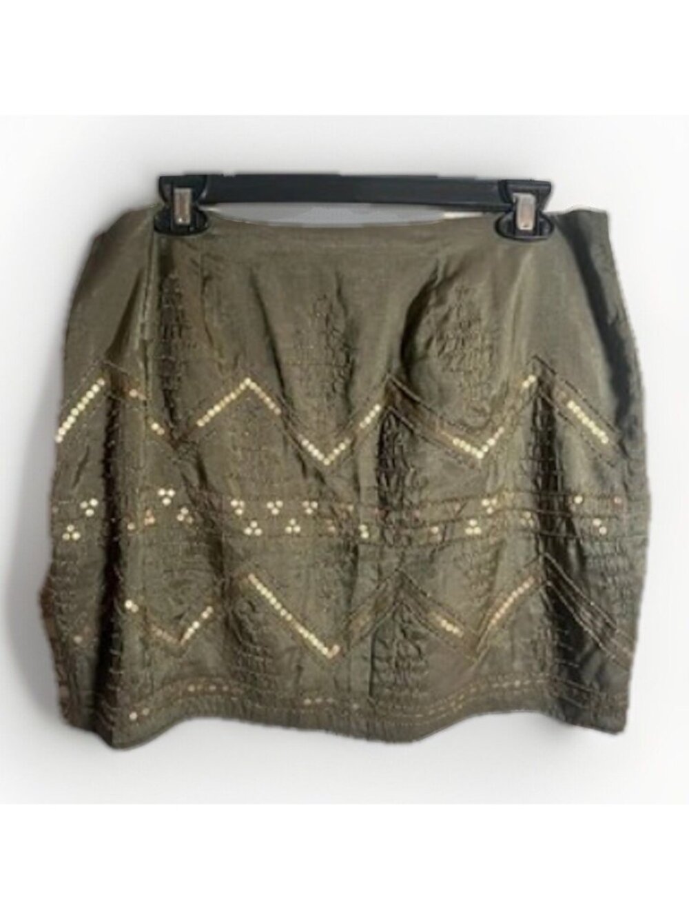NWT Jennifer Lopez Woman's 12 Boho Festival Mini Skirt  Green Gold Sequined.   N